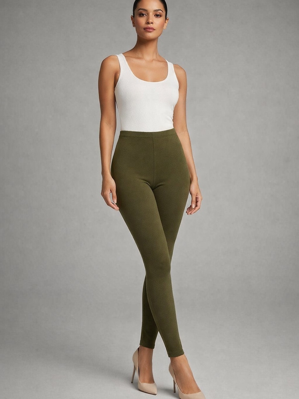 No Boundaries Olive Green High-Waist Leggings